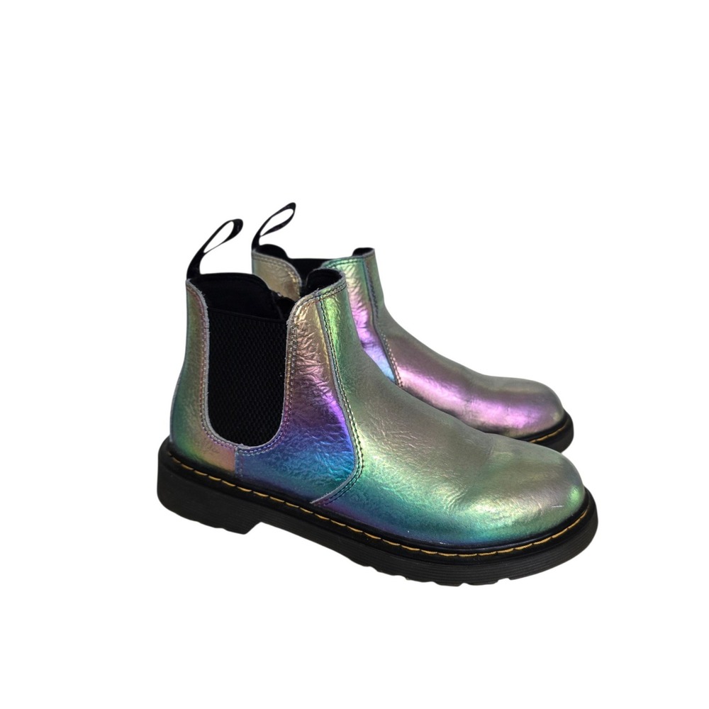 Dr. Martens 2976 J Iridescent Metallic Chelsea Boots Multi Color Zip US 4 Kids
